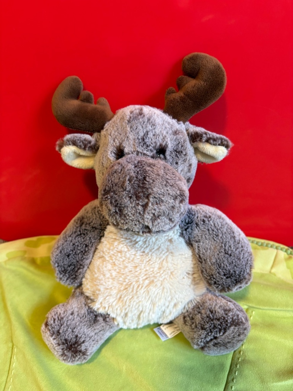 Brown Plush Moose Stuffed Animal - Soft Brown Antlers